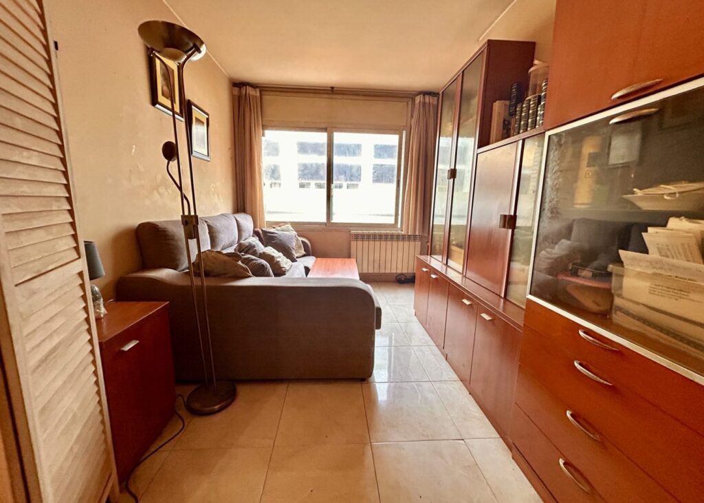 Salón-comedor con mueble vitrina